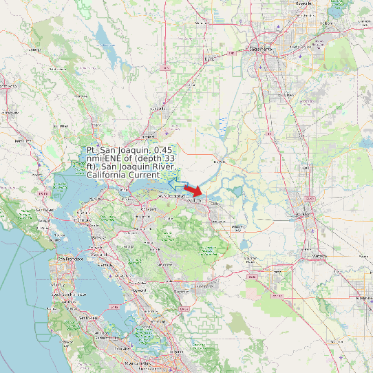 Map of Pt. San Joaquin, 0.45 nmi ENE of (depth 33 ft), San Joaquin River, California Current Prediction Station