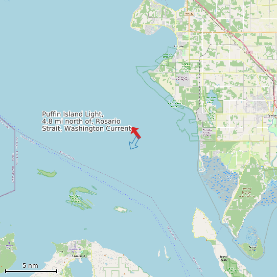 Map of Puffin Island Light, 4.8 mi north of, Rosario Strait, Washington Current Prediction Station