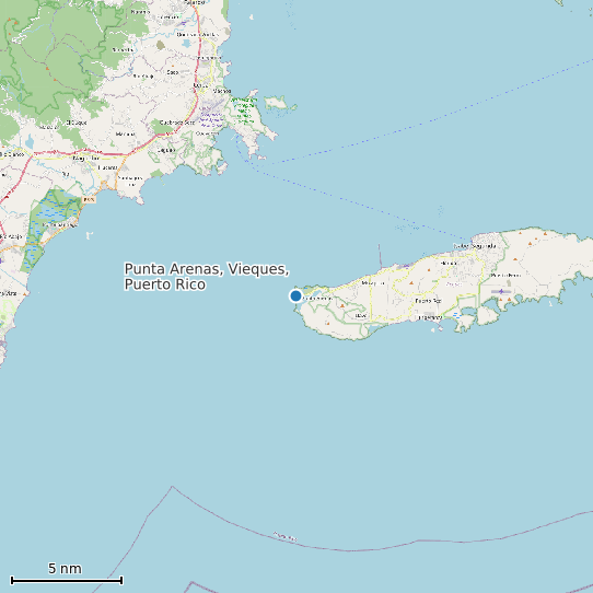 Map of Punta Arenas, Vieques, Puerto Rico Tide Prediction Station