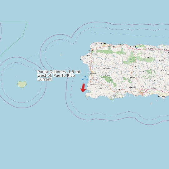 Map of Punta Ostiones, 1.5 mi west of, Puerto Rico Current Prediction Station