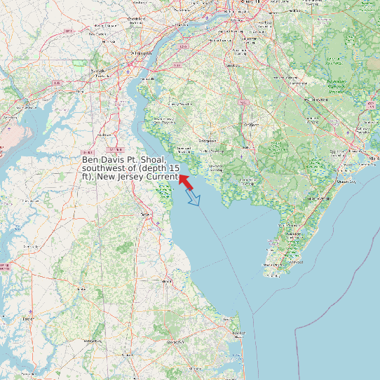 Map of Ben Davis Pt. Shoal, southwest of (depth 15 ft), New Jersey Current Prediction Station