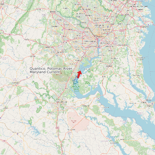 Map of Quantico, Potomac River, Maryland Current Prediction Station