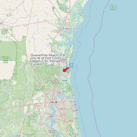 Map of Quarantine Reach, 0.4 nmi W of Fort Clinch (depth 7 ft), Florida Current Prediction Station