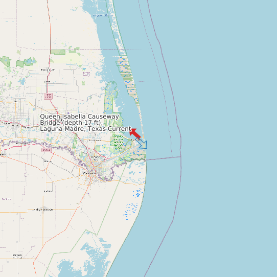Queen Isabella Causeway Bridge (depth 17 ft), Laguna Madre, Texas Current map