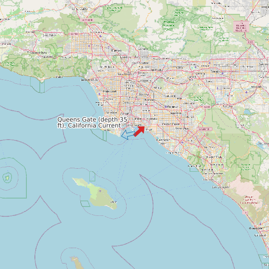 Map of Queens Gate (depth 35 ft), California Current Prediction Station