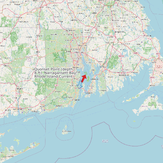 Map of Quonset Point (depth 8 ft), Narragansett Bay, Rhode Island Current Prediction Station