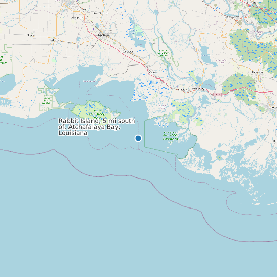 Rabbit Island, 5 mi south of, Atchafalaya Bay, Louisiana map