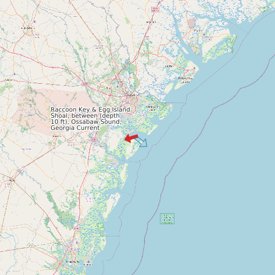 Map of Raccoon Key & Egg Island Shoal, between (depth 10 ft), Ossabaw Sound, Georgia Current Prediction Station