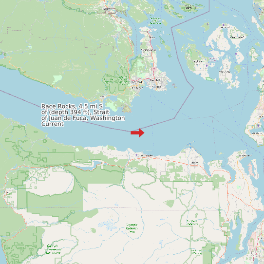 Race Rocks, 4.5 mi S of (depth 394 ft), Strait of Juan de Fuca, Washington Current map
