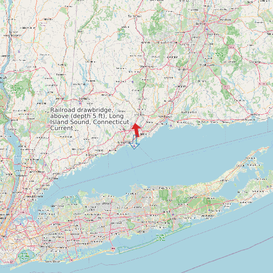 Map of Railroad drawbridge, above (depth 5 ft), Long Island Sound, Connecticut Current Prediction Station