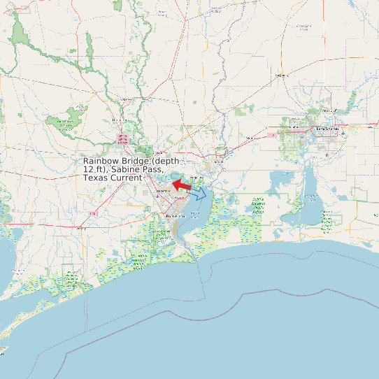 Map of Rainbow Bridge (depth 12 ft), Sabine Pass, Texas Current Prediction Station