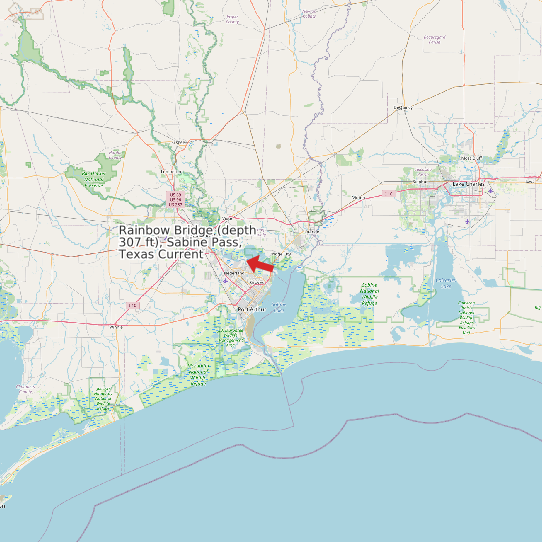 Map of Rainbow Bridge (depth 307 ft), Sabine Pass, Texas Current Prediction Station