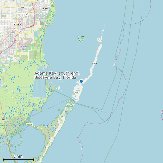 Map of Adams Key, south end, Biscayne Bay, Florida Tide Prediction Station