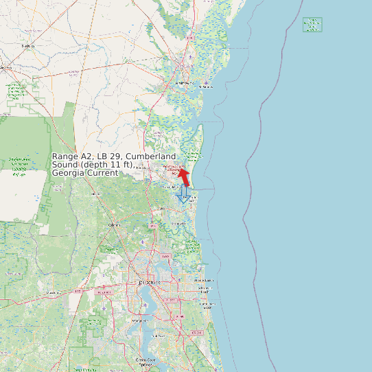 Map of Range A2, LB 29, Cumberland Sound (depth 11 ft), Georgia Current Prediction Station