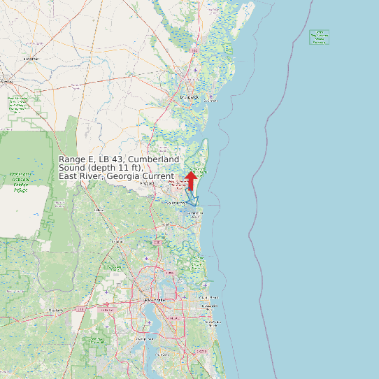 Map of Range E, LB 43, Cumberland Sound (depth 11 ft), East River, Georgia Current Prediction Station