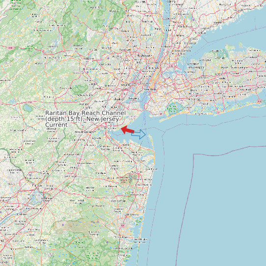 Raritan Bay Reach Channel (depth 15 ft), New Jersey Current map