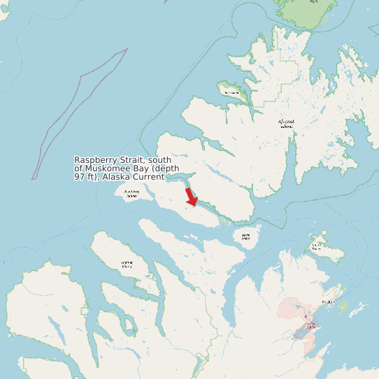 Raspberry Strait, south of Muskomee Bay (depth 97 ft), Alaska Current map