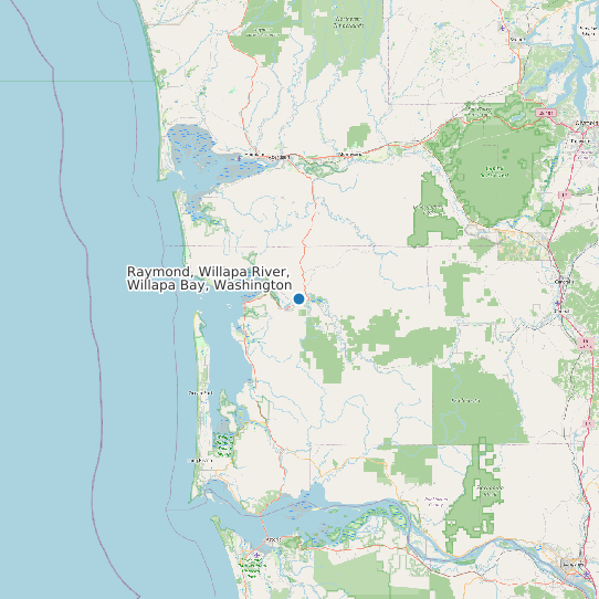 Map of Raymond, Willapa River, Willapa Bay, Washington Tide Prediction Station