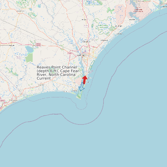 Reaves Point Channel (depth 6 ft), Cape Fear River, North Carolina Current map