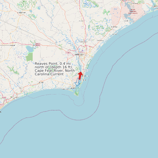 Map of Reaves Point, 0.4 mi north of (depth 16 ft), Cape Fear River, North Carolina Current Prediction Station