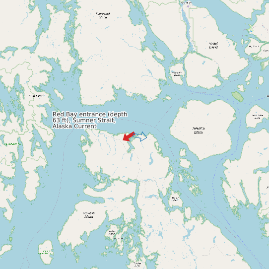 Red Bay entrance (depth 63 ft), Sumner Strait, Alaska Current map