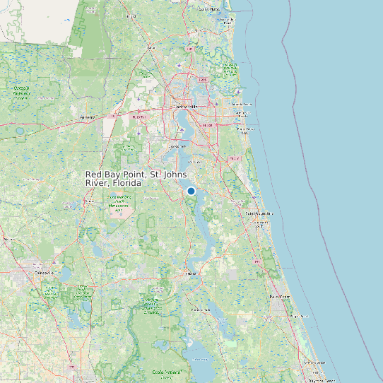 Map of Red Bay Point, St. Johns River, Florida Tide Prediction Station