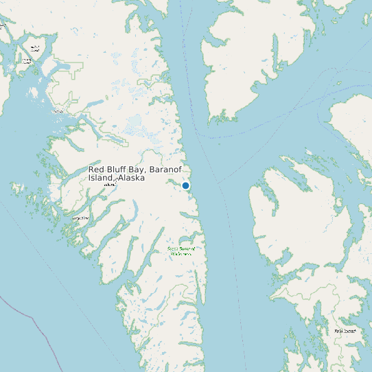 Map of Red Bluff Bay, Baranof Island, Alaska Tide Prediction Station