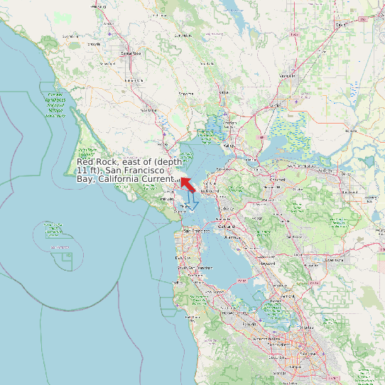 Red Rock, east of (depth 11 ft), San Francisco Bay, California Current map