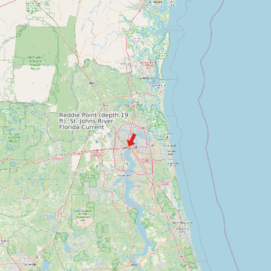 Reddie Point (depth 19 ft), St. Johns River, Florida Current map