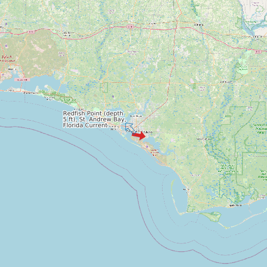 Redfish Point (depth 5 ft), St. Andrew Bay, Florida Current map