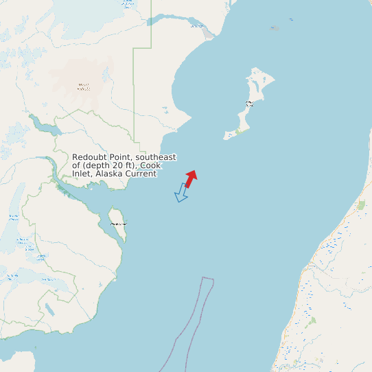 Map of Redoubt Point, southeast of (depth 20 ft), Cook Inlet, Alaska Current Prediction Station