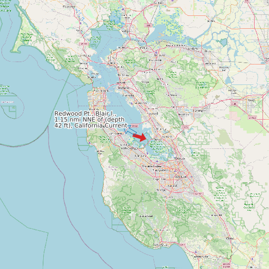 Redwood Pt., Blair I., 1.15 nmi NNE of (depth 42 ft), California Current map