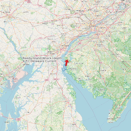 Map of Reedy Island Wreck (depth 4 ft), Delaware Current Prediction Station