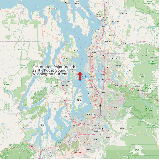Map of Restoration Point (depth 22 ft), Puget Sound, Washington Current Prediction Station