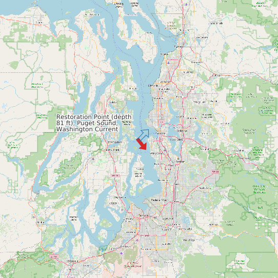Restoration Point (depth 81 ft), Puget Sound, Washington Current map