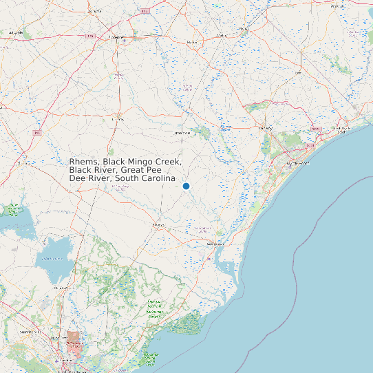 Rhems, Black Mingo Creek, Black River, Great Pee Dee River, South Carolina map