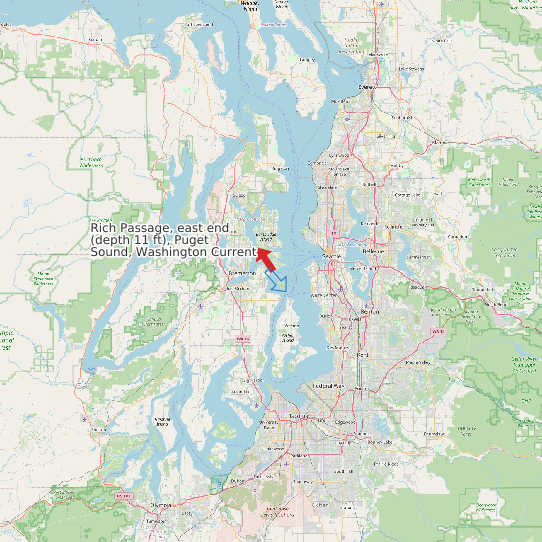 Map of Rich Passage, east end (depth 11 ft), Puget Sound, Washington Current Prediction Station