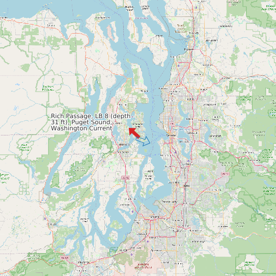 Map of Rich Passage, LB 8 (depth 31 ft), Puget Sound, Washington Current Prediction Station