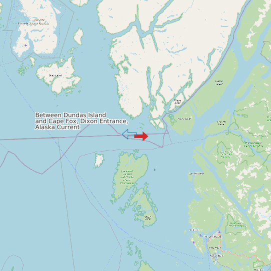 Between Dundas Island and Cape Fox, Dixon Entrance, Alaska Current map