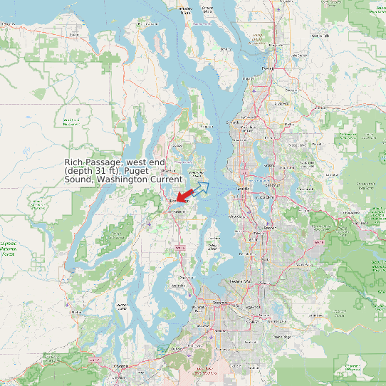Map of Rich Passage, west end (depth 31 ft), Puget Sound, Washington Current Prediction Station