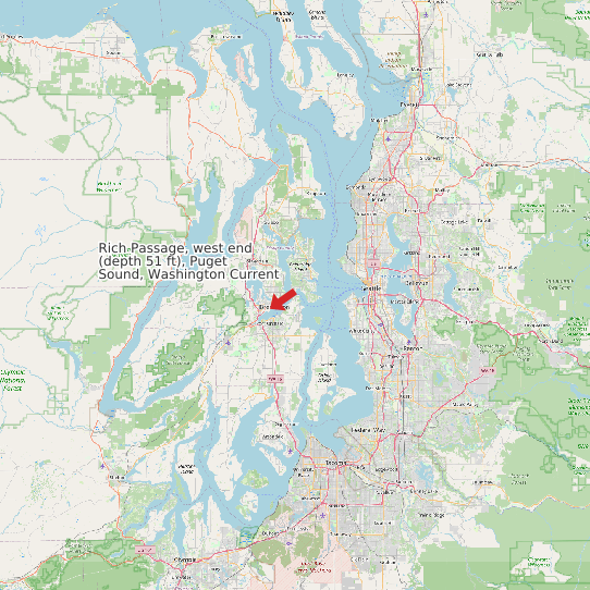 Map of Rich Passage, west end (depth 51 ft), Puget Sound, Washington Current Prediction Station