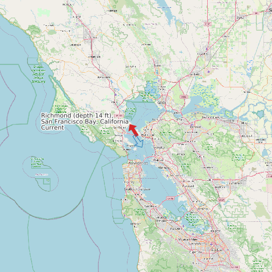 Richmond (depth 14 ft), San Francisco Bay, California Current map