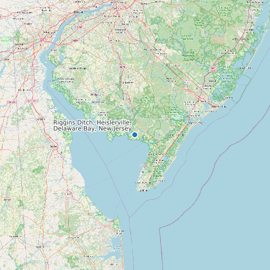 Map of Riggins Ditch, Heislerville, Delaware Bay, New Jersey Tide Prediction Station