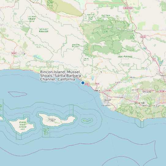 Rincon Island, Mussel Shoals, Santa Barbara Channel, California map