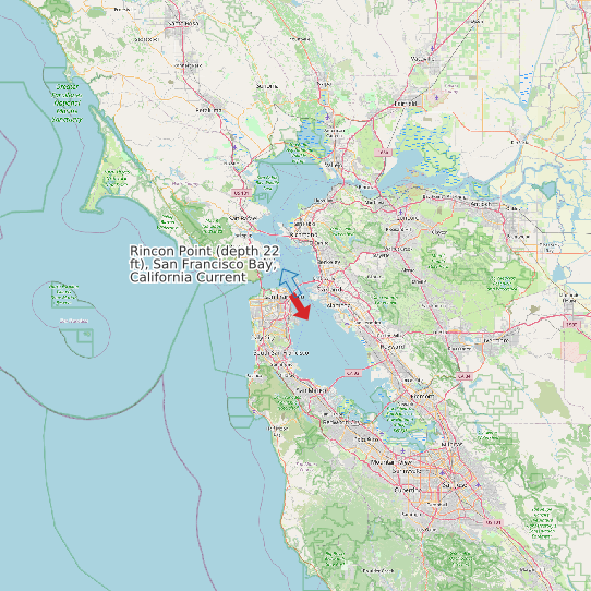 Map of Rincon Point (depth 22 ft), San Francisco Bay, California Current Prediction Station