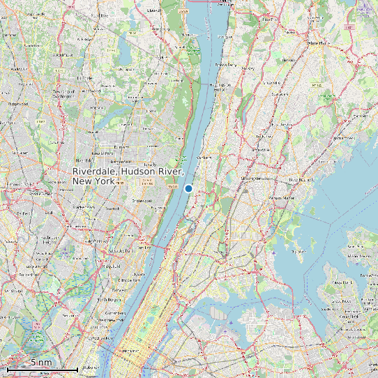 Map of Riverdale, Hudson River, New York Tide Prediction Station