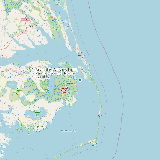 Map of Roanoke Marshes Light, Pamlico Sound, North Carolina Tide Prediction Station
