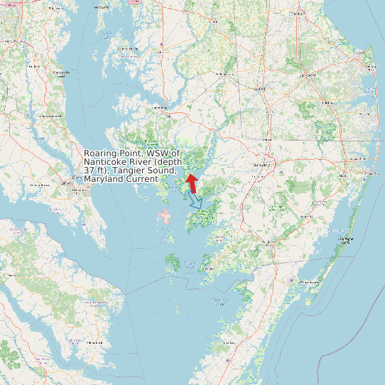 Roaring Point, WSW of Nanticoke River (depth 37 ft), Tangier Sound, Maryland Current map