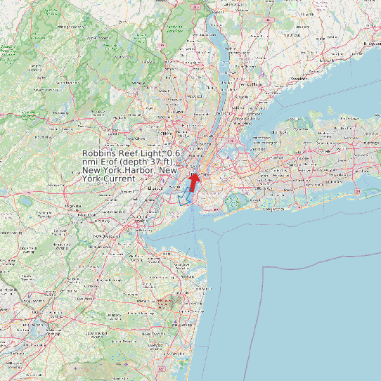 Robbins Reef Light, 0.6 nmi E of (depth 37 ft), New York Harbor, New York Current map