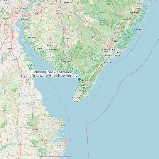 Map of Bidwell Creek entrance, Delaware Bay, New Jersey Tide Prediction Station